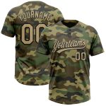 Personalized Camo Softball Jersey in Vegas Gold and Black - Unisex Two-Button Salute to Service Design Personalized Camo