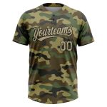 Custom Name Number Personalized Camo Softball Jersey Gold-Black Unisex Salute to Service Two-Button Design Personalized Camo