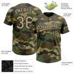 Custom Name Number Personalized Camo Softball Jersey Gold-Black Unisex Salute to Service Two-Button Design Personalized Camo