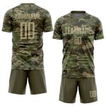 Custom Name and Number Soccer Jersey Personalized Camo Vegas Gold-Olive Sublimation Salute to Service Team Uniform Personalized