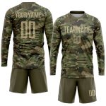 Custom Name and Number Soccer Jersey Personalized Camo Vegas Gold-Olive Sublimation Salute to Service Team Uniform Personalized