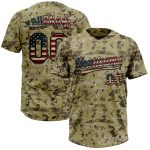 Personalized Vintage USA Flag Camo Softball Jersey - Black Salute to Service Unisex Two-Button Style Personalized Camo Vintage
