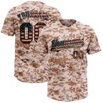Personalized Camo Vintage USA Flag Two-Button Unisex Softball Jersey Custom Name and Number Salute to Service Personalized
