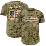 Custom Name and Number Vintage Camo USA Flag Baseball Jersey - Authentic Salute to Service Lightweight Team Gear Personalized