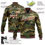 Custom Name Number Vintage USA Flag Camo Bomber Jacket Crimson Black Varsity Letterman Salute To Service Full-Snap Personalized