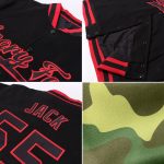 Custom Name Number Vintage USA Flag Camo Bomber Jacket Crimson Black Varsity Letterman Salute To Service Full-Snap Personalized