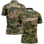 Custom Name Number Vintage Camo USA Flag Golf Polo Shirt Performance Salute to Service Team Apparel Personalized Camo Vintage