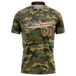 Custom Name Number Vintage Camo USA Flag Golf Polo Shirt Performance Salute to Service Team Apparel Personalized Camo Vintage