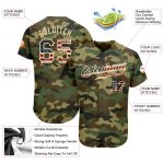 Personalized USA Flag Camo Baseball Jersey - Cream Salute to Service Vintage Style Personalized Camo Vintage USA Flag-Cream
