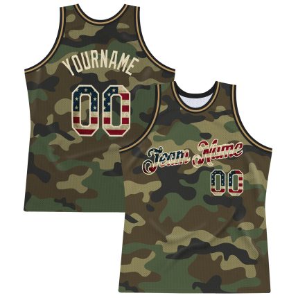 Personalized Vintage USA Flag Camo Basketball Jersey - Salute to Service Cream Personalized Camo Vintage USA Flag-Cream Salute
