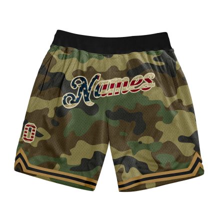 Personalized Camo Vintage USA Flag Basketball Shorts - Cream Salute To Service Personalized Camo Vintage USA Flag-Cream Salute
