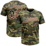 Personalized Camouflage USA Flag Softball Jersey - Vintage Cream Salute To Service Two-Button Unisex Design Personalized