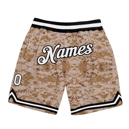 Custom Name and Number Camo Basketball Shorts - White-Black Authentic Salute To Service Team Gear Personalized Camo White-Black