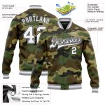 Personalized Camo Bomber Jacket in Black-Gray for Salute to Service | Full-Snap Varsity Letterman Style Personalized Camo