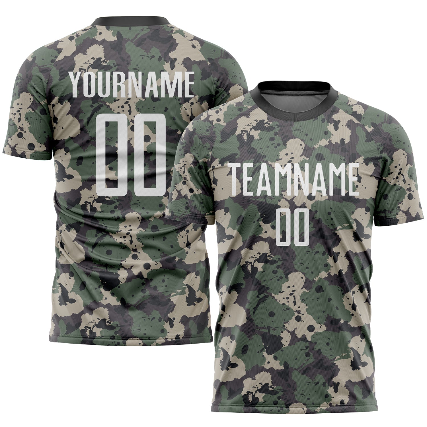 Personalized Camo Soccer Jersey - White-Black Sublimation Salute To Service Uniform Personalized Camo White-Black Sublimation