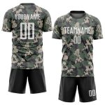 Custom Camo Soccer Jersey with Personalized Name and Number - White-Black Sublimation Salute To Service Uniform Personalized