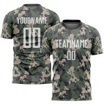 Custom Camo Soccer Jersey with Personalized Name and Number - White-Black Sublimation Salute To Service Uniform Personalized