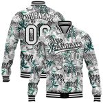 Personalized Camo Tropical Jungle Animal 3D Bomber Jacket White-Black Varsity Letterman Salute to Service Personalized Camo
