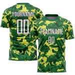 Custom Camo Sublimation Soccer Jersey in White & Kelly Green - Salute to Service Uniform Personalized Camo White-Kelly Green
