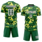 Custom Camo Sublimation Soccer Jersey in White & Kelly Green - Salute to Service Uniform Personalized Camo White-Kelly Green