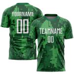 Personalized Camo Soccer Jersey White-Kelly Green Sublimation Salute To Service Uniform Personalized Camo White-Kelly Green