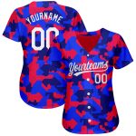 Personalized Camo 3D Salute To Service Baseball Jersey - White-Royal Design Personalized Camo White-Royal 3D Salute To Service