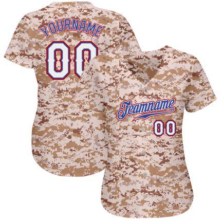 Personalized Camo Baseball Jersey - White Royal Salute to Service Design Personalized Camo White-Royal Salute To Service
