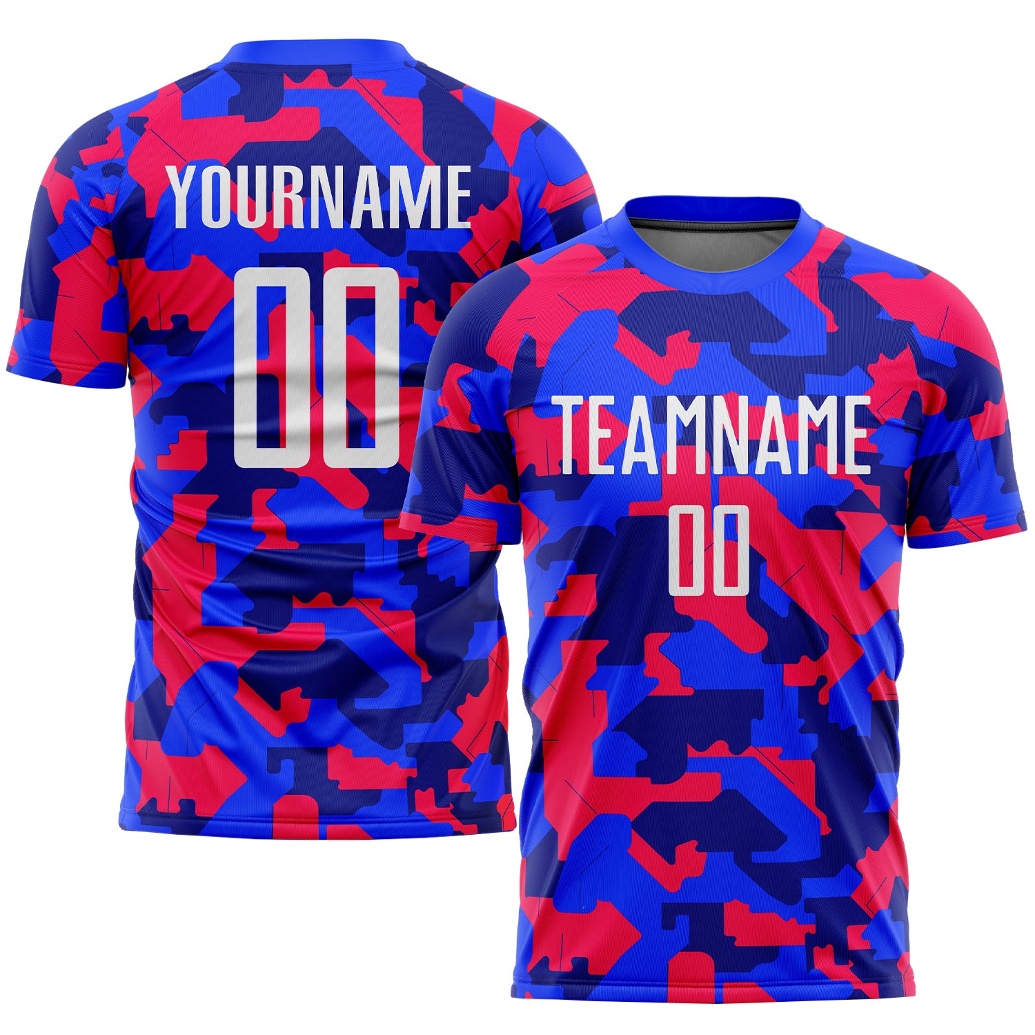 Personalized Camo Soccer Jersey - White-Royal Sublimation Salute To Service Uniform Personalized Camo White-Royal Sublimation