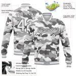 Custom Name and Number Salute to Service Jacket White Steel Gray Camo 3D Bomber Full-Snap Varsity Letterman Personalized