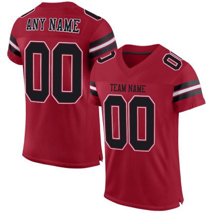 Custom Name and Number Black-White Cardinal Football Jersey - Personalized Authentic Mesh Jersey Personalized Cardinal Black-White