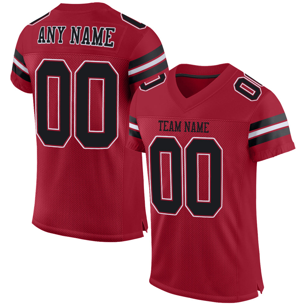 Custom Name and Number Black-White Cardinal Football Jersey - Personalized Authentic Mesh Jersey Personalized Cardinal Black-White