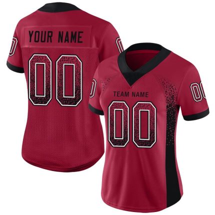 Custom Name and Number Black-White Mesh Drift Fashion Football Jersey Personalized Cardinal Team Personalized Cardinal Black-White