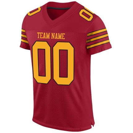 Personalized Cardinal Gold Black Football Jersey for Men and Women - Mesh Design 2 Personalized Cardinal Gold-Black Mesh