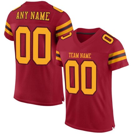 Personalized Gold-Black Cardinal Football Jersey - Custom Mesh Sports Apparel Personalized Cardinal Gold-Black Mesh Football