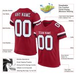 Custom Name and Number Cardinal White-Black Mesh Authentic Football Jersey - Personalized Team Apparel Personalized Cardinal