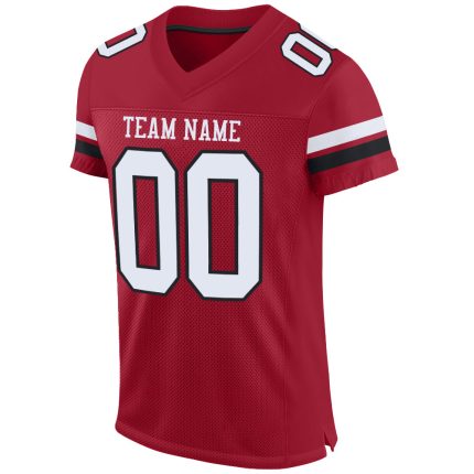 Custom Name and Number Cardinal White-Black Mesh Authentic Football Jersey - Personalized Team Apparel Personalized Cardinal