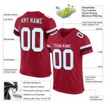 Personalized Football Jersey - Custom White-Black Cardinal Mesh Design Personalized Cardinal White-Black Mesh Football Jersey