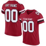Personalized Football Jersey - Custom White-Black Cardinal Mesh Design Personalized Cardinal White-Black Mesh Football Jersey