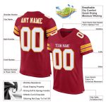 Personalized White-Gold Mesh Football Jersey for Fans | Cardinal Design Personalized Cardinal White-Gold Mesh Football Jersey