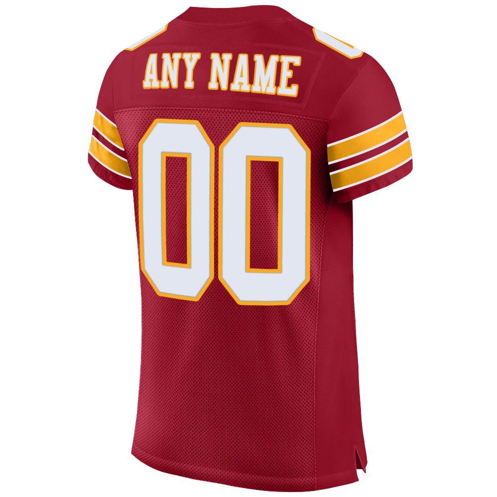 Personalized White-Gold Mesh Football Jersey for Fans | Cardinal Design Personalized Cardinal White-Gold Mesh Football Jersey - Image 3