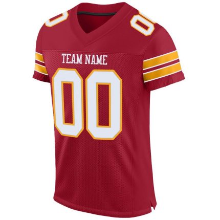 Personalized White-Gold Mesh Football Jersey for Fans | Cardinal Design Personalized Cardinal White-Gold Mesh Football Jersey