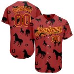 Custom Cardinal Yellow 3D Horse Jersey for Men, Women, and Kids - Baseball Apparel Personalized Cardinal Yellow 3D Horse