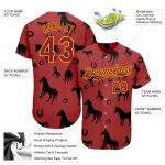 Custom Cardinal Yellow 3D Horse Jersey for Men, Women, and Kids - Baseball Apparel Personalized Cardinal Yellow 3D Horse