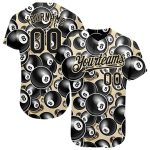 Customized 3D Black Cream City Baseball Jersey for Billiards & Snooker 8 Ball Personalized City Cream Black 3D Billiards