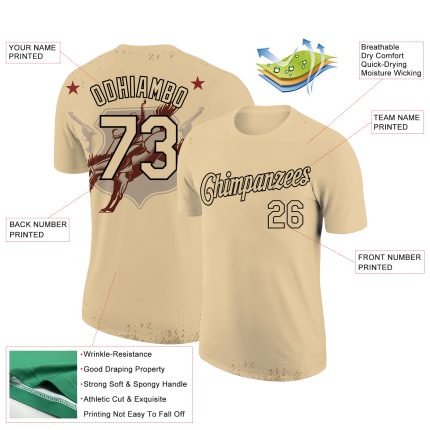 Personalized 3D Cowboy Rodeo Performance T-Shirt in Black for City Fans Personalized City Cream Black 3D Cowboy Rodeo Performance