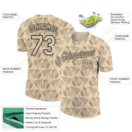 Personalized 3D Food Pizza T-Shirt for Men and Women - City Cream Black Performance Tee Personalized City Cream Black 3D