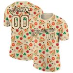 Custom 3D Food Pizza T-Shirt - City Cream Black Performance Tee Personalized City Cream Black 3D Food Pizza Performance T-Shirt