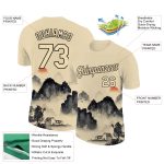 3D Mountain Performance T-Shirt - Personalized Cream Black Color for Outdoor Activities Personalized City Cream Black 3D