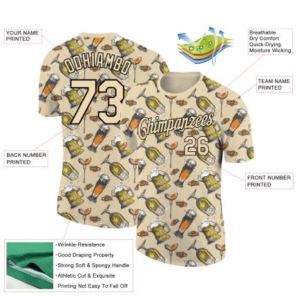 Custom Oktoberfest Beer Festival T-Shirt with Personalized Name and Number - City Cream Black 3D Pattern Design Personalized
