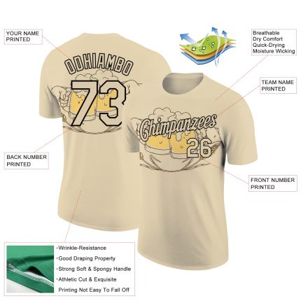 Oktoberfest Beer Festival Personalized 3D Pattern T-Shirt - City Cream Black Performance Tee Personalized City Cream Black